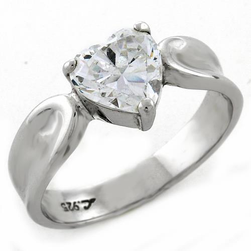 JCEAS1061 High-Polished 925 Sterling Silver Ring with AAA Grade CZ  in Clear