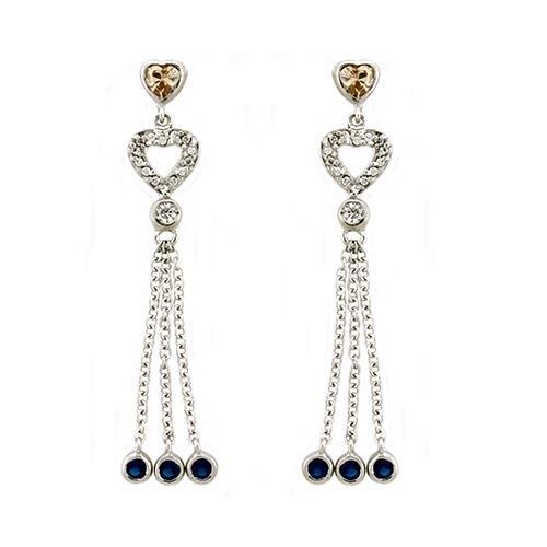 JCEAS1337 Rhodium 925 Sterling Silver Earrings with AAA Grade CZ  in Champagne-Default Title