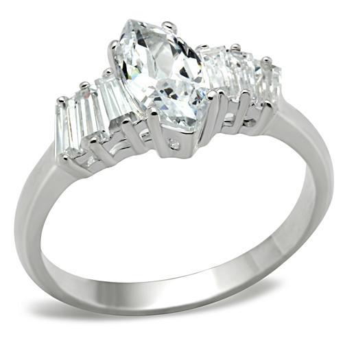 JCE045 Silver 925 Sterling Silver Ring with AAA Grade CZ  in Clear
